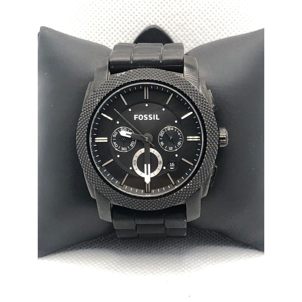 Fossil FS4487 Men's Silicone Analog Black Dial Quartz Genuine Wrist Watch LP342